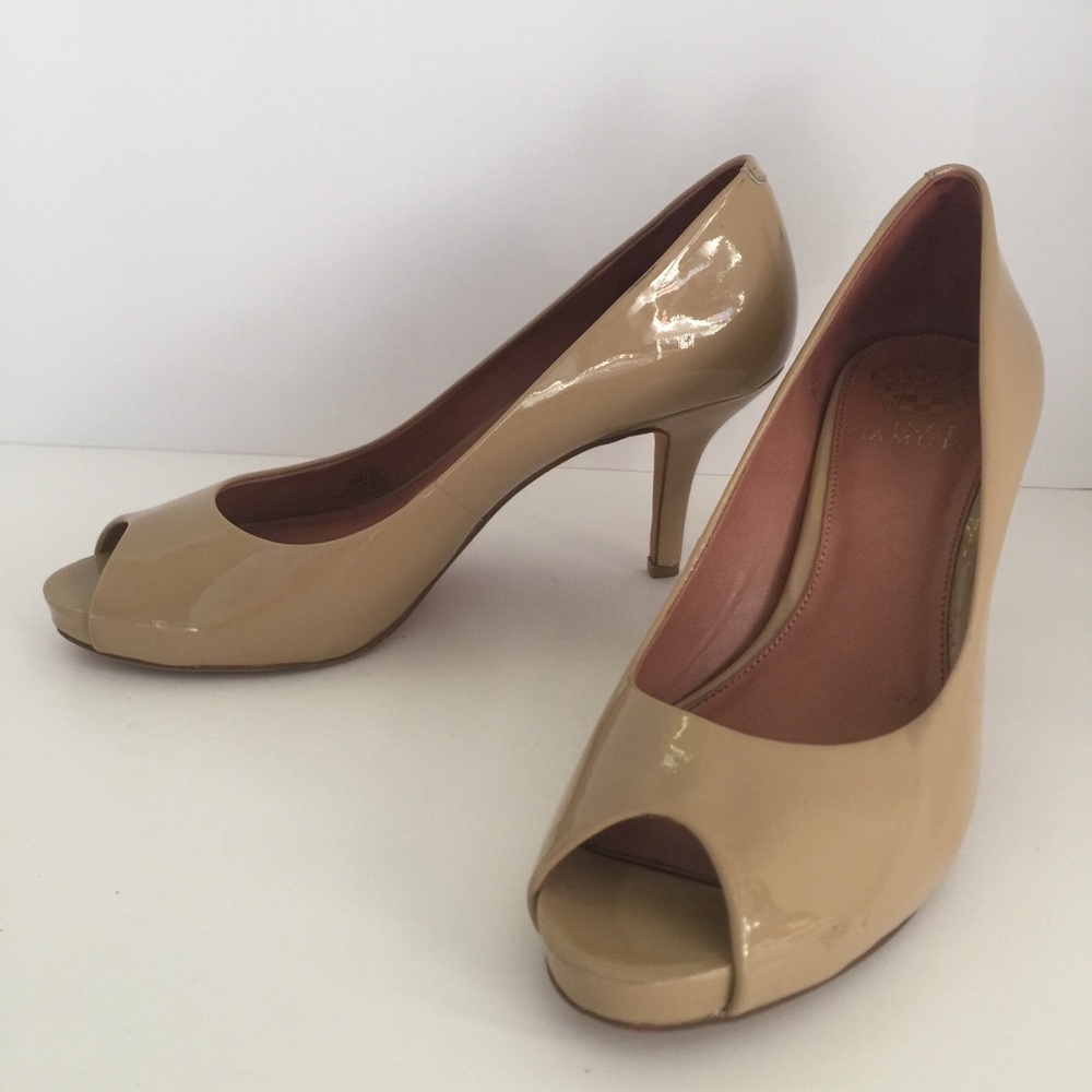 Vince Camuto patent peep-toe pumps